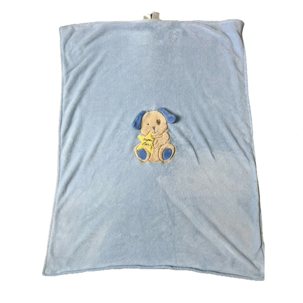 Messages‎ from the Heart Baby Blanket Blue Super Star Puppy Dog Fleece